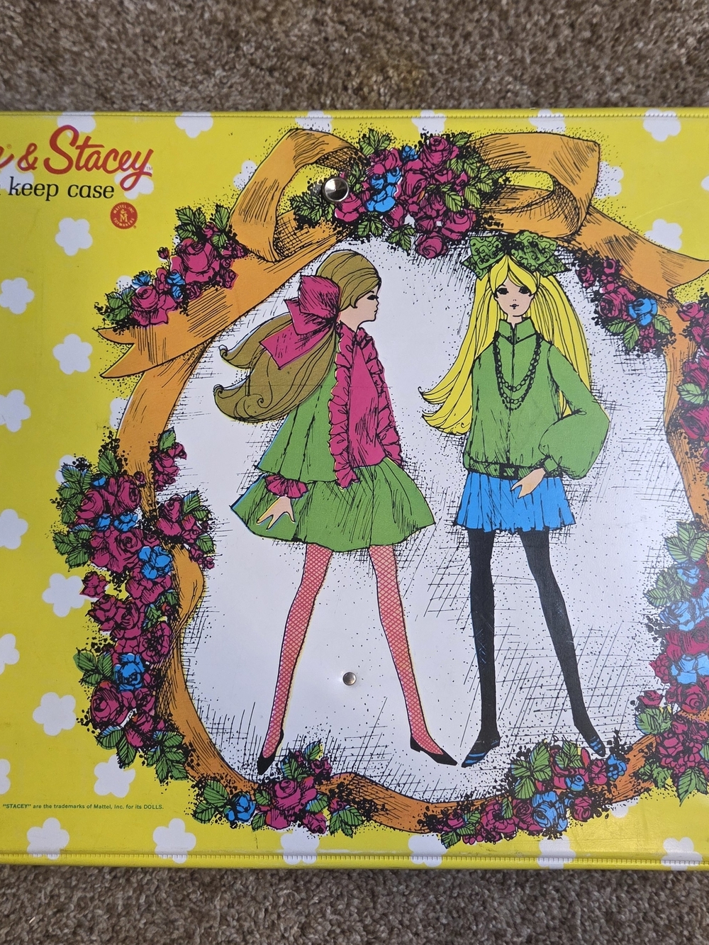 Barbie Yellow Pink Green Floral Carry Case Artwork